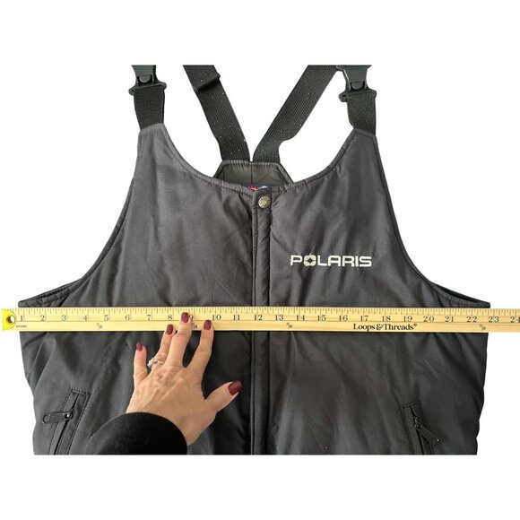 Vintage Polaris Men’s L Black Ski Bib Snowsuit Adjustable Straps Snowmobile - Picture 2 of 16